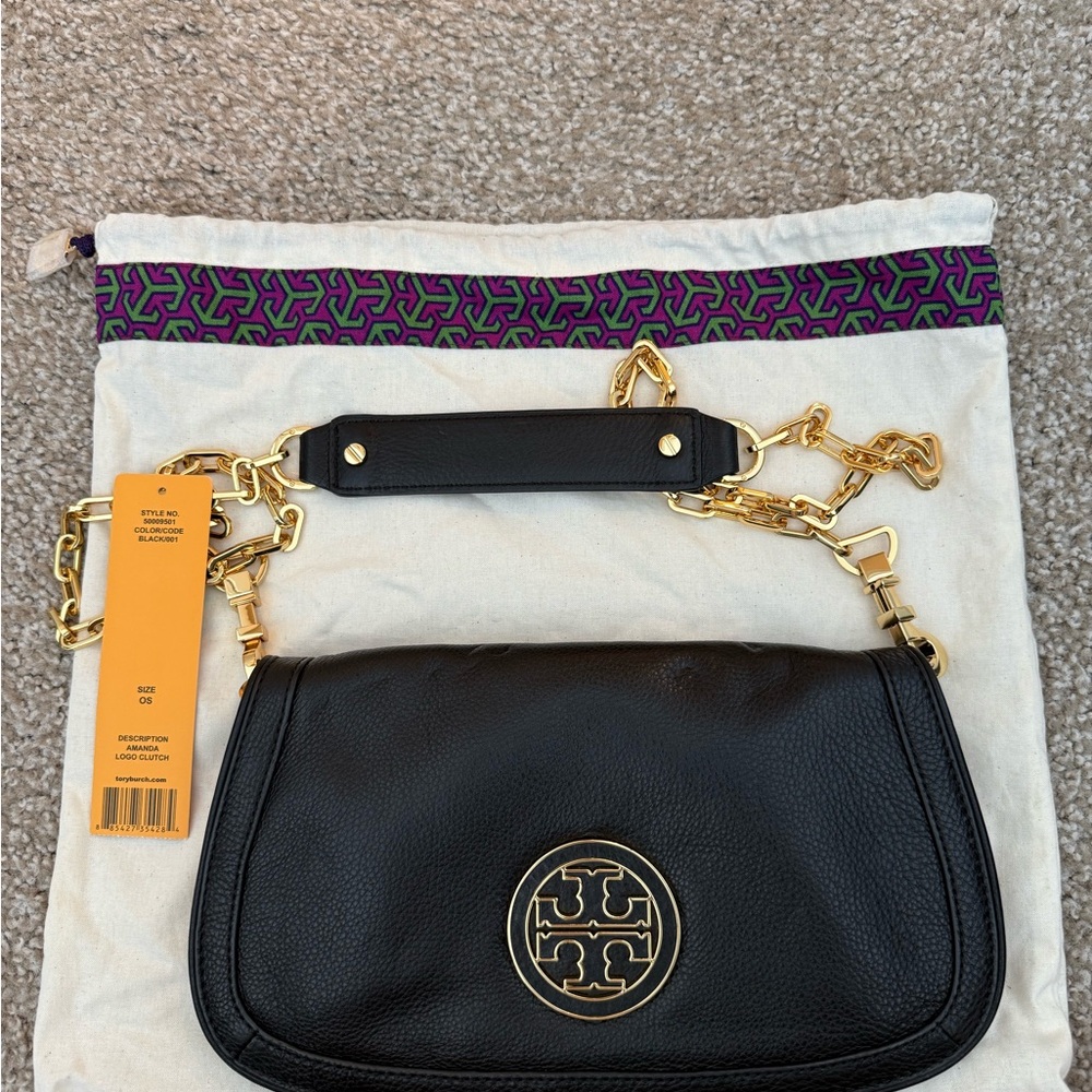 Tory Burch Amanda Logo Leather Shoulder Bag
